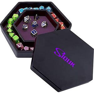 SIQUK Plateau à dés Boîte à dés Hexagonale Double Face avec Cuir PU Pliable,Velours de Haute Qualité, avec Couvercle, pour Jeux de Table RPG DND et Autres Jeux de Table,Violette - Publicité