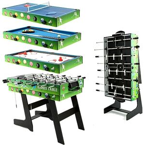 HLC Table Multi Jeux 4 en 1 pour Enfants Table de ping-Pong,babyfoot, Billard,Hockey sur glissière pour Famille Cadeau interactif Parent-Enfant pour Enfants 124 x 61 x 81.5 cm - Publicité