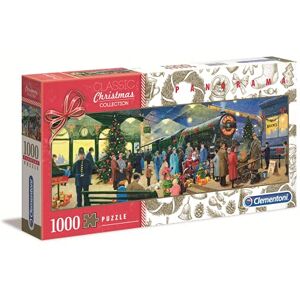 Clementoni Collection Panorama Christmas Santa 1000 pièces, Noel, panoramique-fabriqué en Italie, Puzzle Adulte, 39577, Multicolore - Publicité