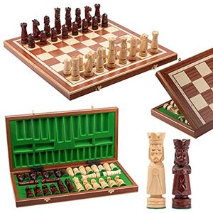 Master of Chess Echiquier Bois avec Pieces Echecs“Castle Deluxe XL” 56 cm Fait Main Jeu Echec Voyage Pliable Grand Jeu D'échecs pour Enfants et Adultes - Publicité