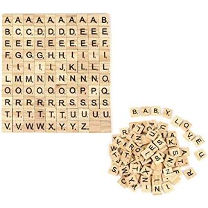 Crazy-m Lot de 200 Dalles en Bois Alphabet Scrabble Lettres Scrabble Lettres Lettres Crafts pour l'artisanat Artistique, l'éducation de l'apprentissage pour - Publicité