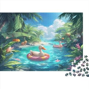 FUmoney Duck_Pool_Party Puzzles pour Adultes 1000 pièces Jouets pour Enfants Jeux de Puzzle en Famille Cadeaux d'anniversaire de Noël Puzzle éducatif pour garçons et Filles 1000 pièces (75 x 50 cm) - Publicité