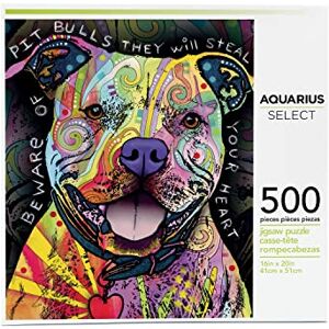 AQUARIUS - Dean Russo Beware Pit Bull Dog Puzzle, 62502, Multicolore, 8 inches - Publicité