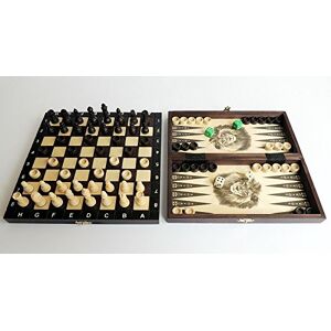 Master of Chess Echiquier Bois 25 cm et Dames, Backgammon avec Pieces Echecs 3 en 1 Fait Main Jeu Echec Voyage Pliable Petit Jeu D'échecs pour Enfants et Adultes - Publicité