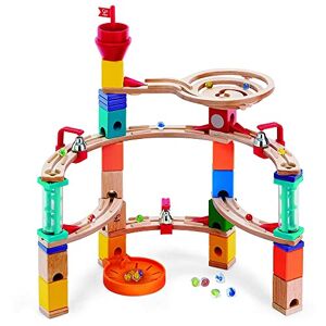 Hape Circuit à Billes en Bois Castle Escape Quadrilla, 51 Pièces + 50 Billes Circuit Sonore avec 3 Clochettes Jeux de Construction en Bois Jeu Enfant de 4 ans et plus, Fille et Garçon - Publicité