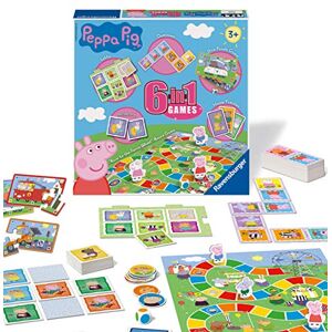 Ravensburger Peppa Pig Jeu 6 en 1 pour enfants et familles à partir de 3 ans Bingo, dominos, serpents et échelles, jeux d'échecs, cartes à jouer et jeu de mémoire - Publicité