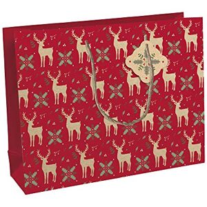 Clairefontaine X-29547-6C Un Sac Cadeau Kraft Format Shopping 37,3x11,8x27,5 cm 210g Motif : Rennes Kraft Sur Fond Rouge, Noël Emballage Cadeaux, idéal pour : Jeux De Société, Puzzles - Publicité