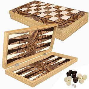 PrimoLiving Deluxe Wooden Backgammon Set Olive XXL 48x48,7 cm échiquier Inclus Jeu de société en Marron Jeu de Voyage Pratique avec étui Jeu de société - Publicité