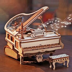 Robotime 3D Puzzle en Bois Magic Piano, Boîte à Musique Kit de Maquette pour Adultes, Construire de Structure Automotrice à Engrenagese, Meilleur Cadeau - Publicité