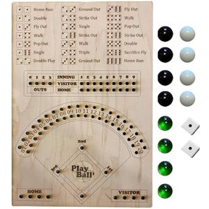 Qurygin Jeu de société de dés de baseball, jeu de dés de baseball Jeu de chiffres mathématiques classique en bois avec flippers en verre   Jeu de réflexion, jouets éducatifs précoces, plateau de jeu - Publicité