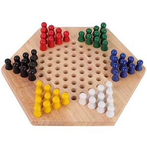 Alomejor Dames Jeu de Dames Enfants Jouets Intellectuels de la Petite Enfance Jeux de Table Hexagon Traditionnelle en Bois Chinois Famille Checkers Game Set - Publicité