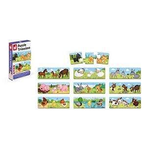 Janod From 3 years old Puzzle Trionimo 10 Puzzles of 3 Pieces 30 Pieces Animals Cardboard FSC Memory and Association Games J02710 - Publicité