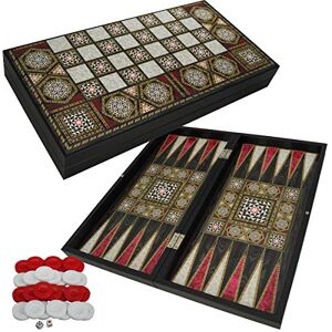 PrimoLiving Deluxe Backgammon en Bois Orient XXL 48 x 48,7 cm Jeu de Salon Jeu de Voyage Pratique avec étui Jeu de société de Haute qualité pour Petits et Grands - Publicité