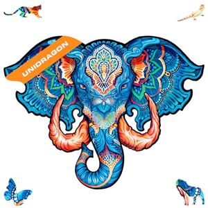 UNIDRAGON Original Puzzle en Bois — Eléphant Éternel, 299 Teile, Grande Taille 16 x 12.3 Pouces (41 x 32 cm) Bel Emballage Cadeau, Forme Unique Meilleur Cadeau pour Adultes et Enfants - Publicité