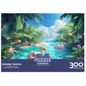 FUmoney Duck_Pool_Party Puzzles 300 pièces, Puzzle créatif rectangulaire, Grande Famille, Jeu d'art pour Adultes et Adolescents, 300 pièces (40 x 28 cm) - Publicité