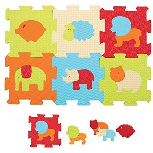 Ludi Puzzle géant pour l'éveil de bébé. 9 petites dalles aux motifs animaux et 11 éléments de jeu. Pour les enfants de plus de 10 mois. Dimension : 47 x 31 x 1,3 cm -réf. 1007 - Publicité