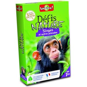 Bioviva Défis Nature Singes et Autres Primates-Pariez sur Les Points forts de Ces Animaux pour Gagner la Bataille-Jeu de Cartes-2 à 6 Joueurs-7 Ans-Fabriqué en France, 200677 - Publicité