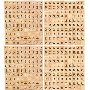 JoGoi Lettres et Chiffres en Bois de Scrabble-Puzzle Alphabets A à Z 500 pcs Capitale Lettres pour Artisanat Orthographe Jeu de Mots croisés au Scrabble (Couleur-2) - Publicité