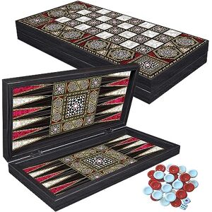 PrimoLiving Deluxe Backgammon Set en Bois Palamedes 28,5 x 28 cm échiquier Inclus Jeu de Salon Jeu de Voyage Pratique avec étui Jeu de société - Publicité