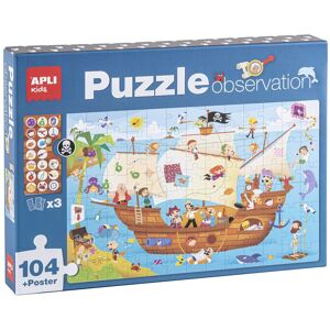 Apli Puzzle d'observation sur le thème du bateau pirate. 104 pièces. À partir de 5 ans. - Lot de 2