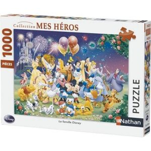 Puzzle 1000 Pièces - La Famille Disney - Marque Nathan - Thème Dessins Animés Et Bd - Mixte - A Partir De 13 Ans Vert TU - Publicité
