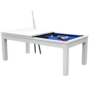 Rendez-Vous Déco Table de billard convertible blanche tapis bleu Bleu 214x82x112cm