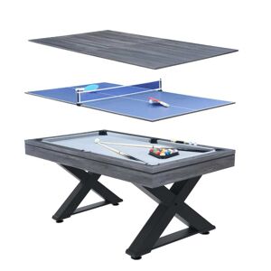 Concept Usine Table multi-jeux, ping-pong et billard en bois gris