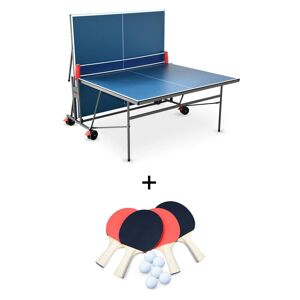 sweeek Table de ping pong indoor bleue, avec 4 raquettes et 6 balles, pour