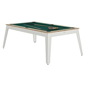 RENE PIERRE Billard Steel Chene Sable Pieds Blanc Drap Vert 203x116x78cm + plateaux table - Publicité