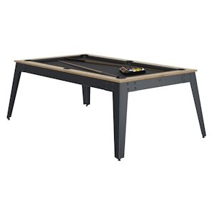 RENE PIERRE Billard Steel Chene Sable Pieds Gris Drap Slate Grey 203x116x78cm + plateaux table - Publicité