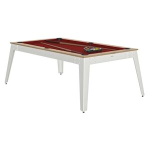 RENE PIERRE Billard Steel Chene Sable Pieds Blanc Drap Rouge 203x116x78cm + plateaux table - Publicité