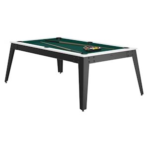 RENE PIERRE Billard Steel Blanc Pieds Gris Drap Vert 203x116x78cm + plateaux table - Publicité