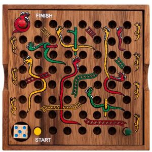 Non communiqué Engelhart - Jeu du serpent et échelle dans un coffret en bois - jeu de voyage 4 ans et plus - 2 à 4 joueurs 13,5 x 13,5 x 3,5 cm - Publicité