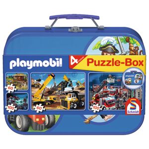 Schmidt Spiele Jouet Playmobil Puzzle, 2x60, 2x100 pièces dans une coffret métallique à partir de 3 ans unisexe - Publicité