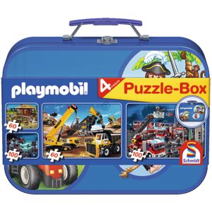 Schmidt Spiele Jouet Playmobil Puzzle, 2x60, 2x100 pièces dans une coffret métallique à partir de 3 ans - Publicité