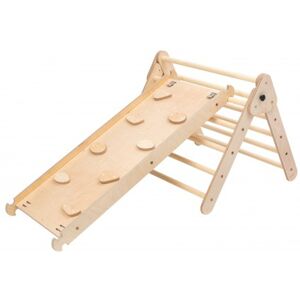 KateHaa Triangle d?activite Montessori en bois avec mur d?escalade - 120 x 72 x 62 cm