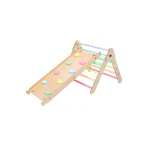 KateHaa Triangle d?activite avec mur d?escalade et echelle Montessori - 120 x 72 x 62 cm