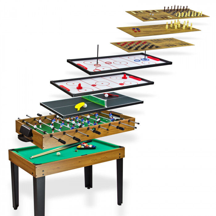 Dema Table multi-jeux 10 en 1 - Baby-foot / Billard / Ping-pong / Echecs