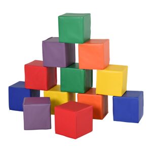 Homcom Set 12 Cubi Morbidi senza Ftalati, Gioco per Bambini Educativo da 2 Anni in Su, 20x20x20cm, Multicolore