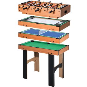 Homcom Tavolo Multi gioco 4 in 1 con Calcio Balilla, Hockey da Tavolo, Ping Pong e Biliardo in Legno MDF, 87 x 43 x 73cm