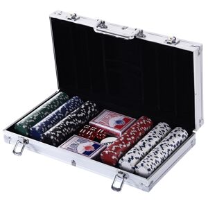 Homcom Valigetta Poker Professionale in Alluminio, Set Poker con 300 Fiches e 2 Mazzi per Texas hold'em e Blackjack