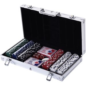 homcom valigetta poker professionale in alluminio, set poker con 300 fiches e 2 mazzi per texas hold'em e blackjack