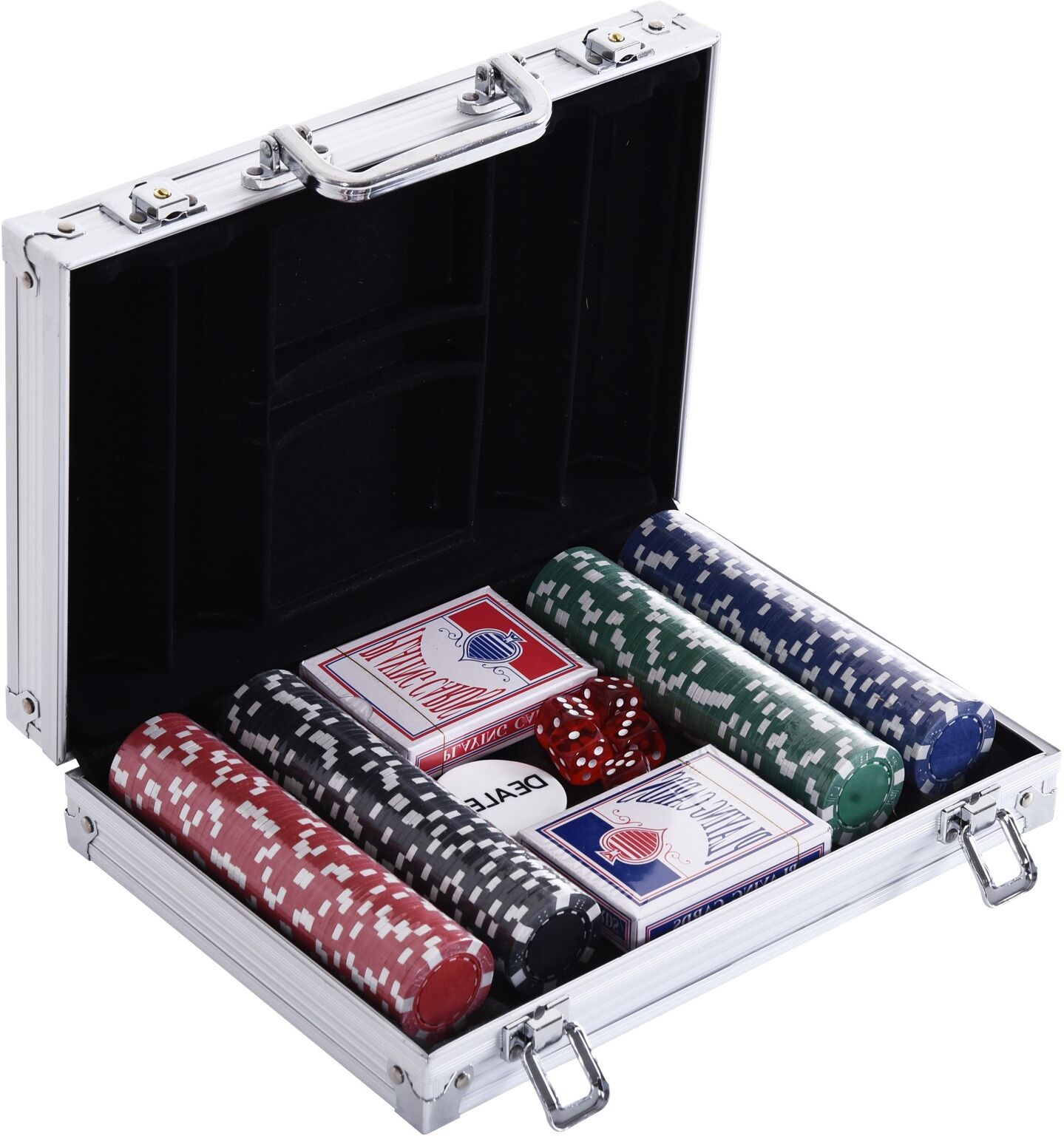 Homcom Valigetta Poker Professionale in Alluminio, Set Poker con 200 Fiches e 2 Mazzi per Texas hold'em e Blackjack