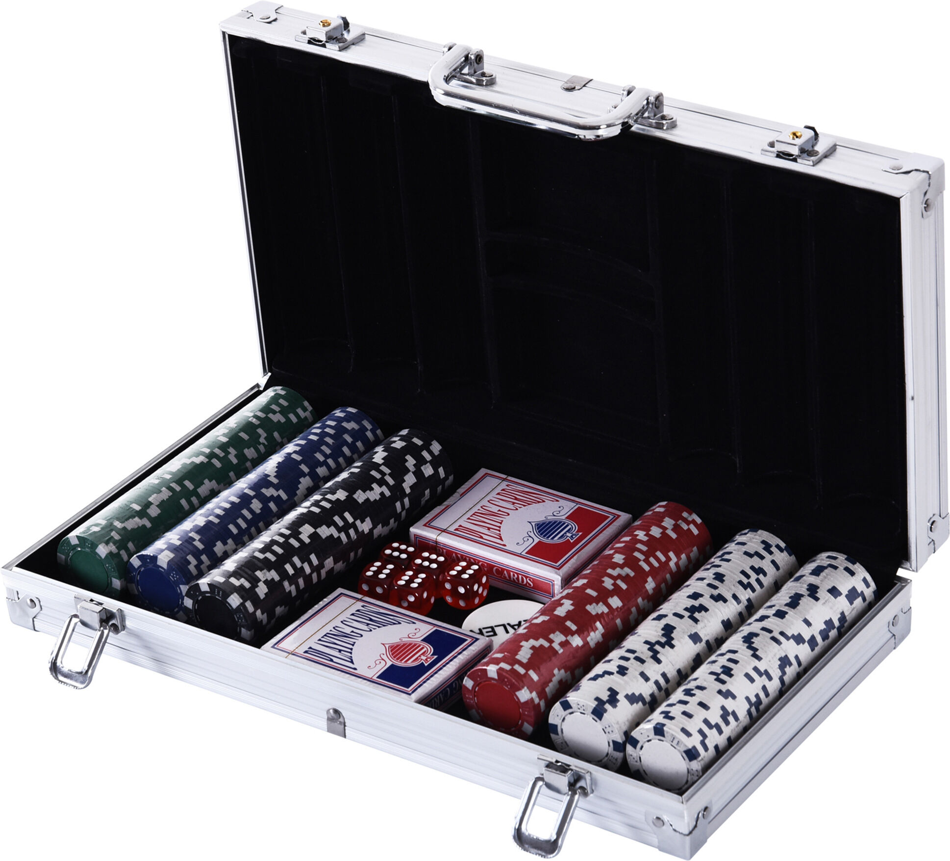 Homcom Valigetta Poker Professionale in Alluminio, Set Poker con 300 Fiches e 2 Mazzi per Texas hold'em e Blackjack