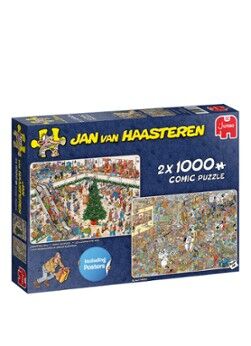 Jumbo Jan van Haasteren Shoppen voor de Feestdagen legpuzzel 1000 stukjes set van 2 - Donkerblauw