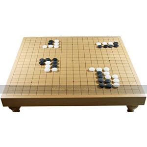 Masters Traditional Games Masters Go Set with Raised Wooden Board and Yunzi Go Stones Wooden Goban with Authentic 9mm Bi-Convex Yunzi Go Stones and Go Bowls Full Size Go Set For Beginners and Experienced Players