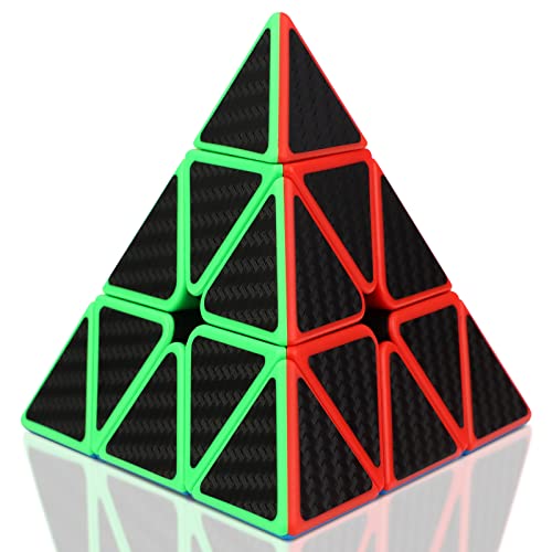 JOPHEK Magische Kubus Piramide, 3 x 3 Pyraminx Speedcube Stickers van Koolstofvezel Magic Cube Puzzelspellen Voor Kinderen