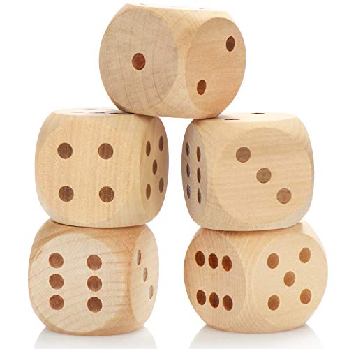 com-four ® 5x dobbelstenen XL houten dobbelstenen 5 x 5 cm grote houten dobbelstenen om te spelen dobbelstenen voor buiten