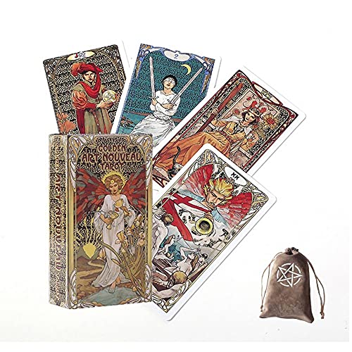 ChenYiCard Gouden Art Nouveau Tarotkaarten,Golden Art Nouveau Tarot Cards with bag Family Game