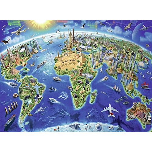 Ravensburger 13227 Hart Puzzel Wereldkaart 300 stukjes XXL